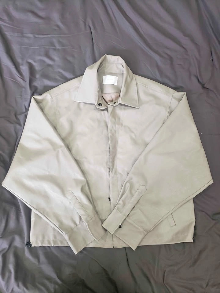 New Oak + Fort Faux Leather Jacket OS/TU Light Beige