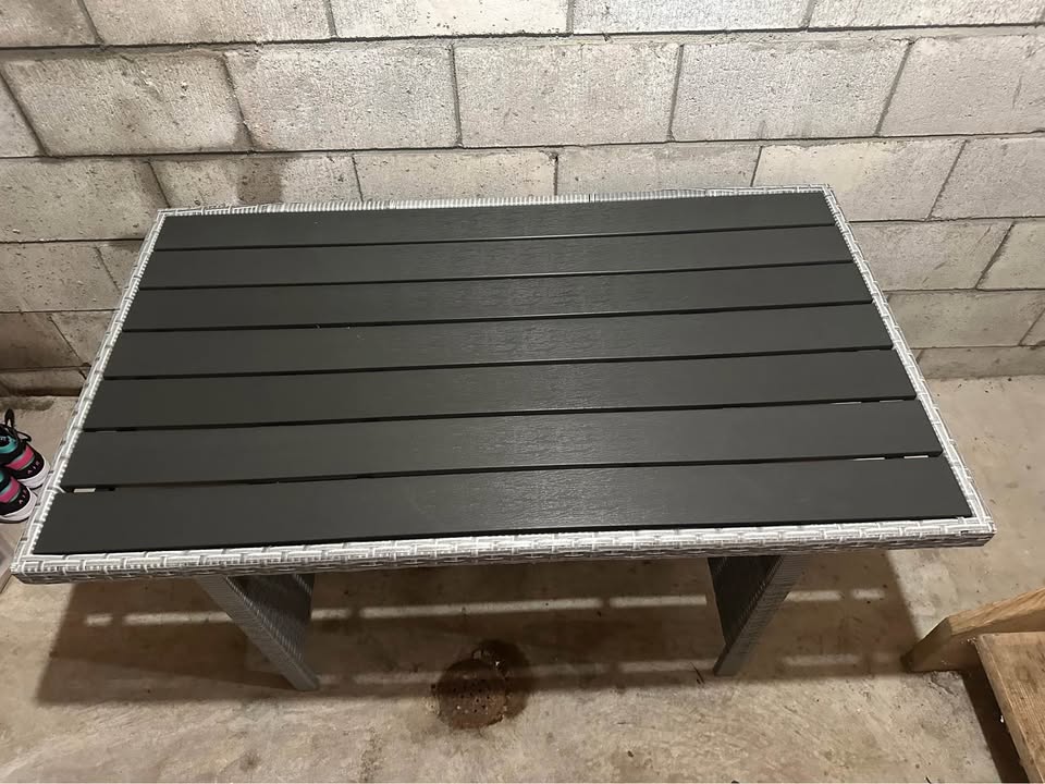 Wood, Steel & Rattan outdoor dining table - photo 2