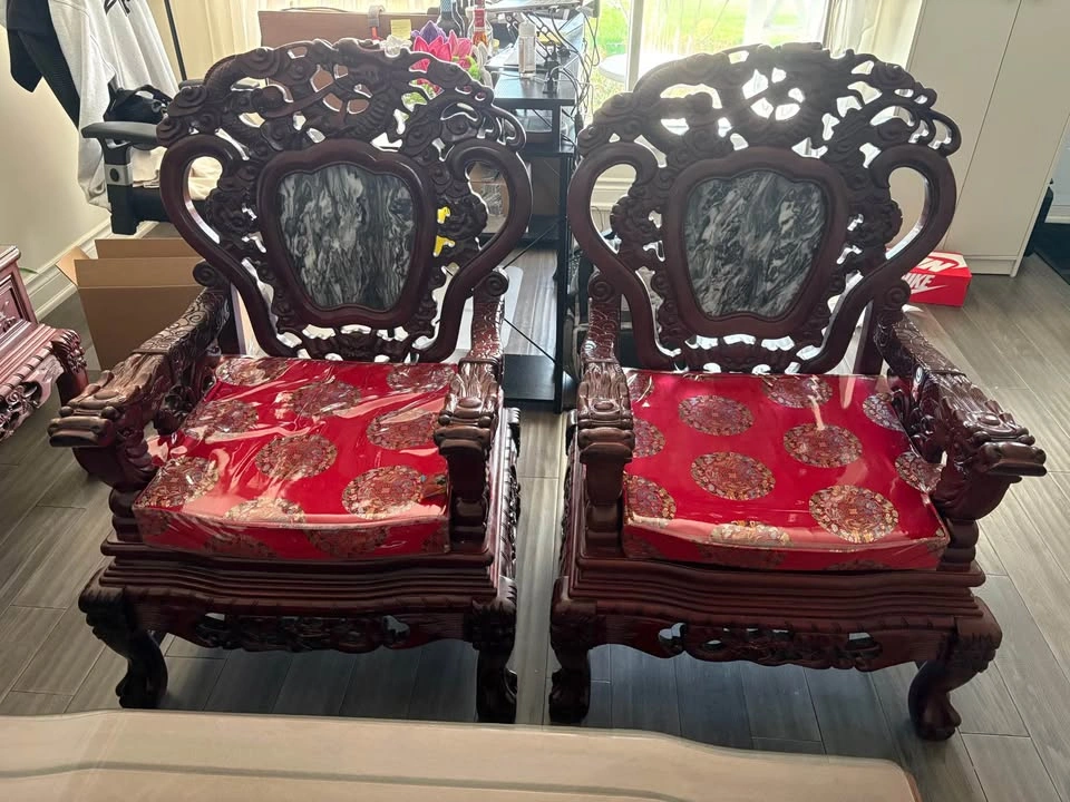 6pc Hand Carved Chinese Living Room Set - photo 3