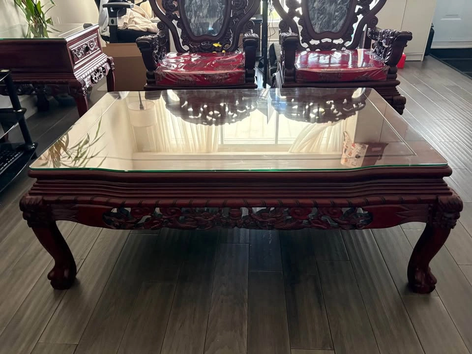 6pc Hand Carved Chinese Living Room Set - photo 4