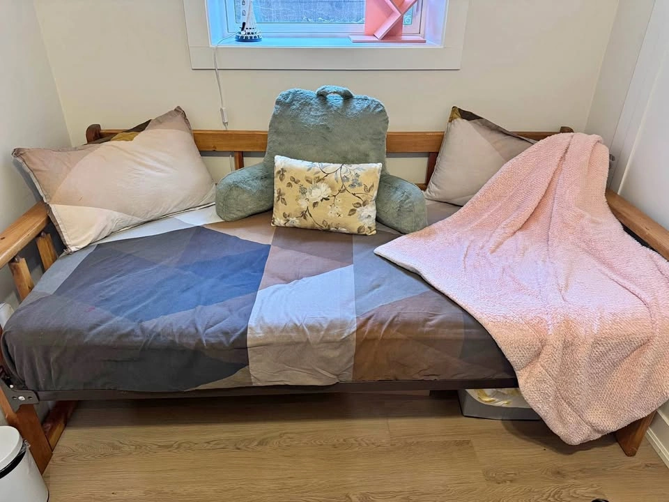 Single Bed Frame – Solid Wood with Metal Spring Base