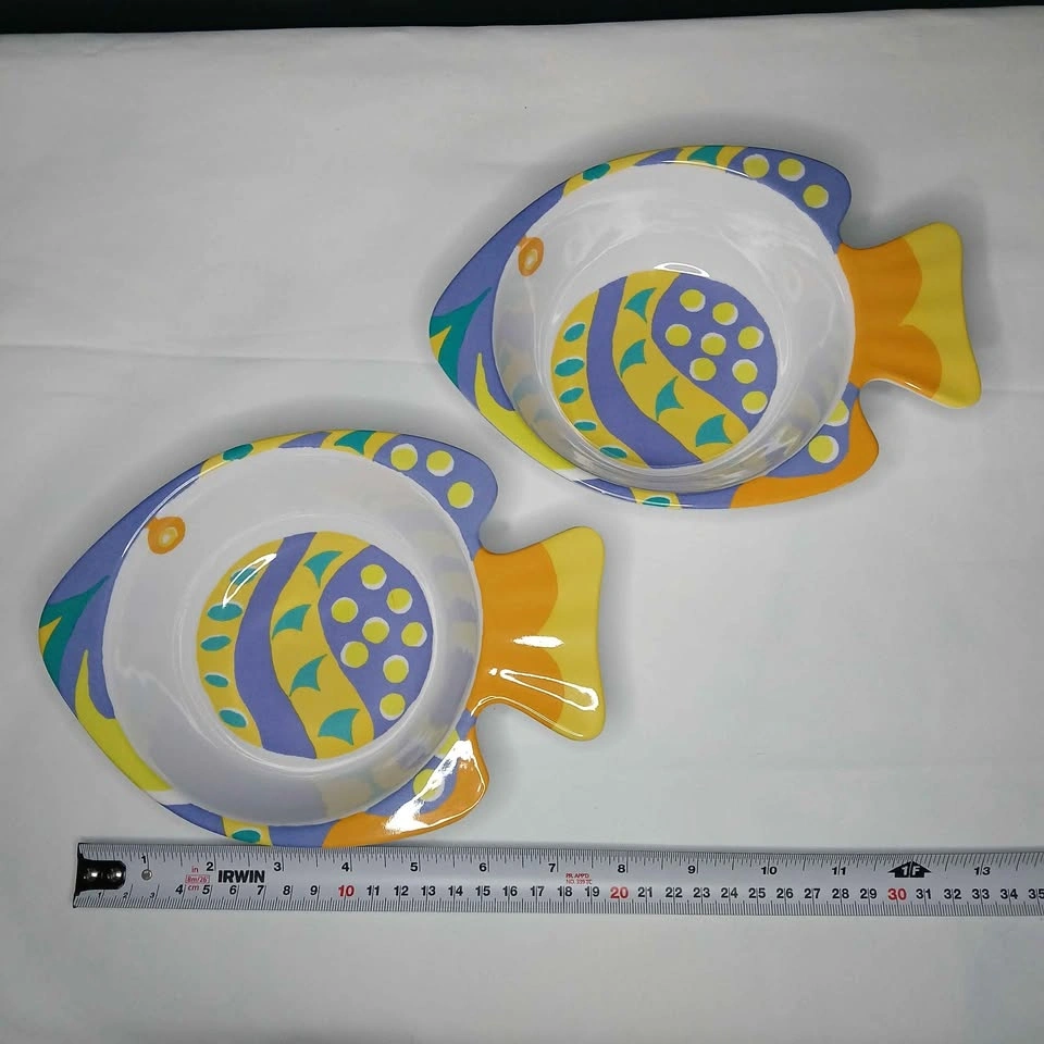 Set of 5 melamine colorful fish shaped bowls and plates - photo 2