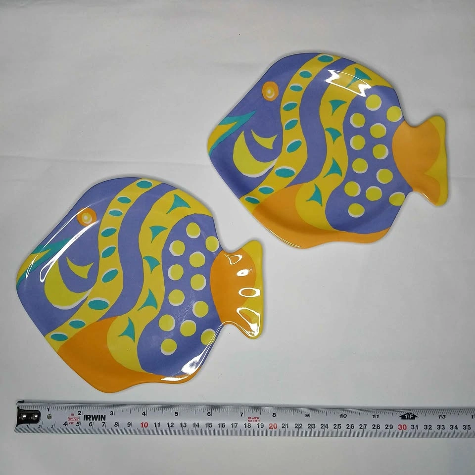 Set of 5 melamine colorful fish shaped bowls and plates - photo 4