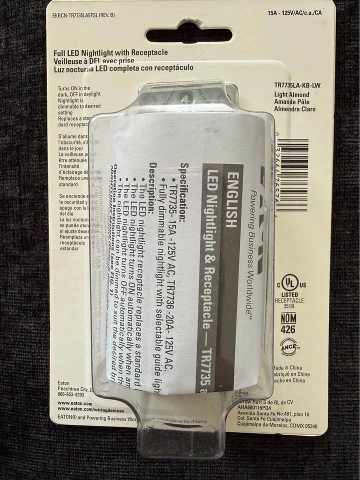 Eaton TR7735-LA, LED Nightlight, 15A Tamper Resistant Receptacle - photo 3