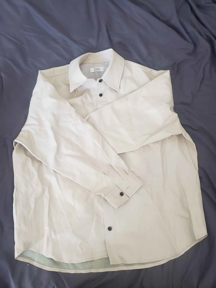 STUDIO TOMBOY Light Beige Button Up Shirt, Synthetic leather - photo 4
