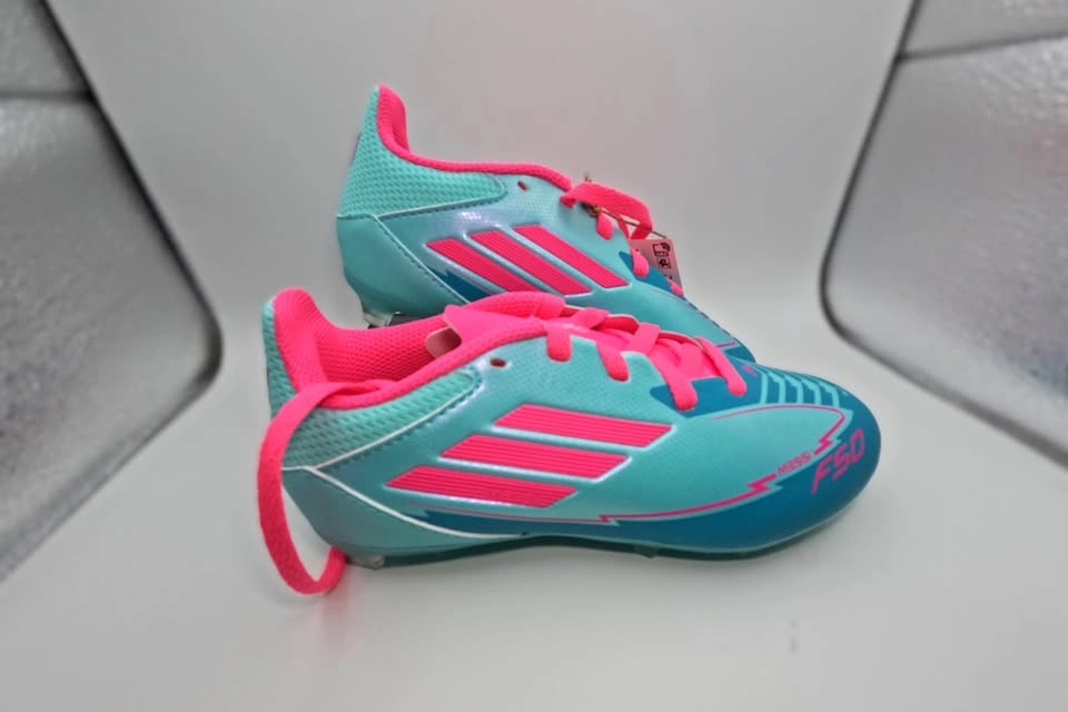Adidas F50 Messi FG Soccer Cleats Size Y12 Aqua/Pink