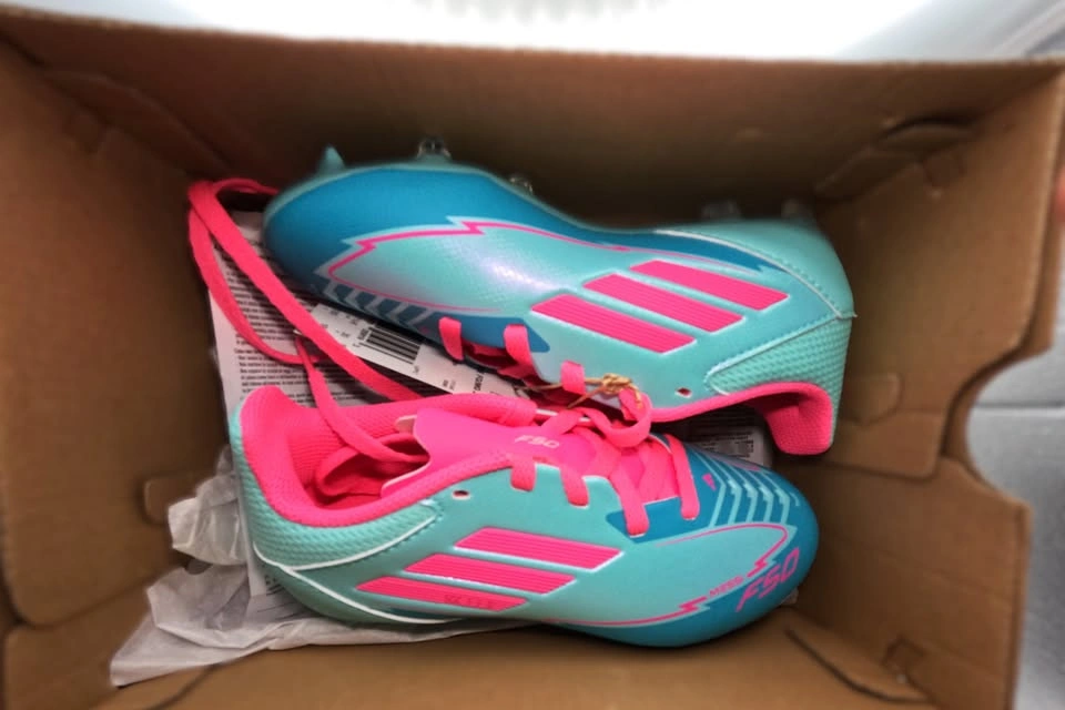 Adidas F50 Messi FG Soccer Cleats Size Y12 Aqua/Pink - photo 4