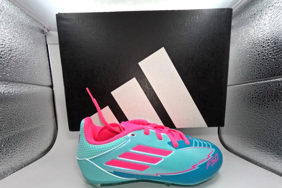 Adidas F50 Messi FG Soccer Cleats Size Y12 Aqua/Pink - photo 5