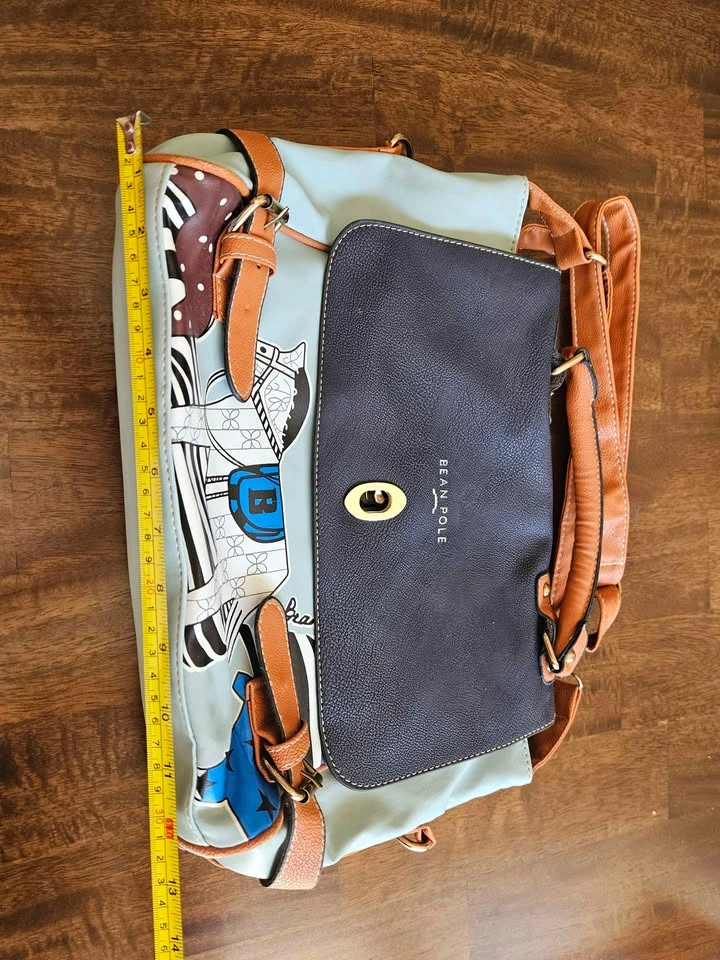 Artistic Horse Print Satchel - Sky Blue & Navy (Bean Pole) - photo 4