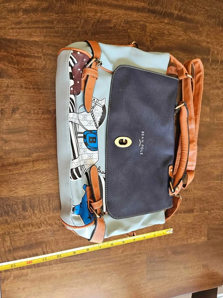 Artistic Horse Print Satchel - Sky Blue & Navy (Bean Pole) - photo 5