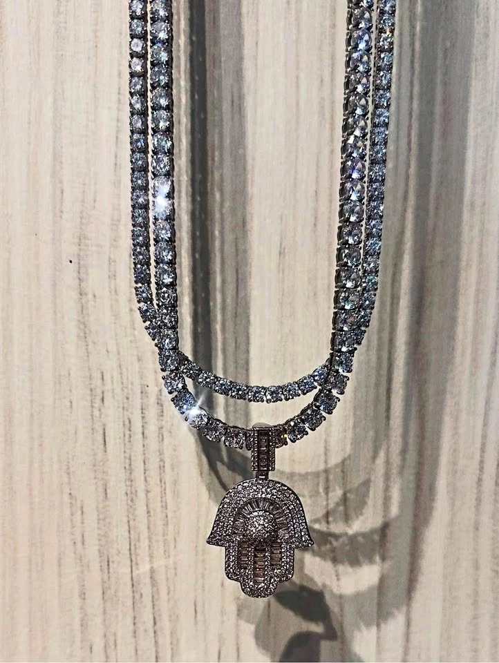 Evil Eye Tennis Chain Set with Pendant - 4mm & 5mm