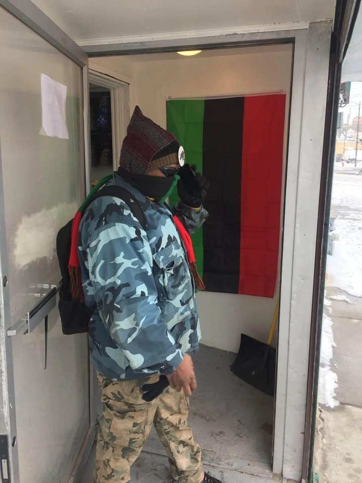 #hoodhopemovement fundraising with Red Black and Green flags