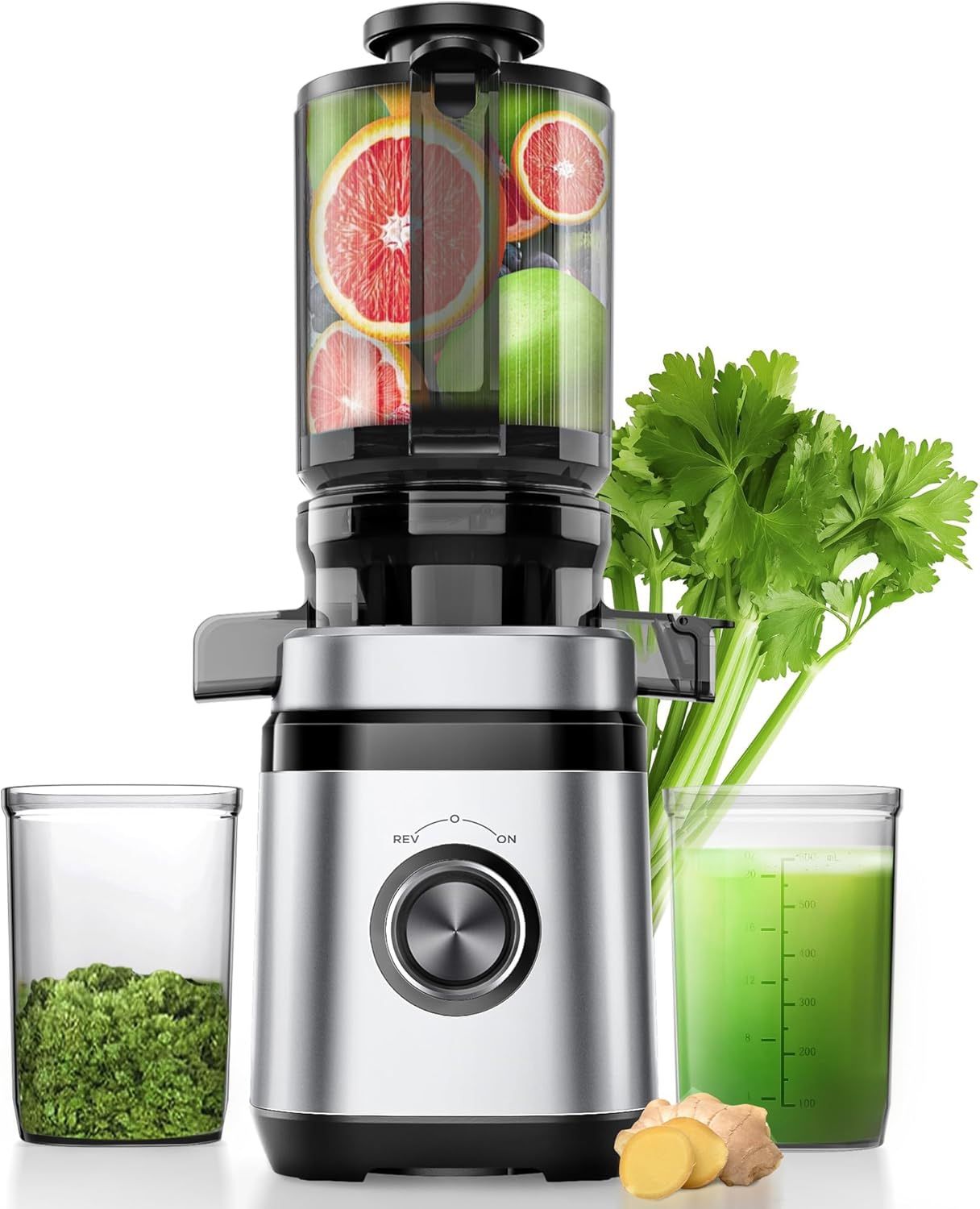 Cold Press Juicer with Wide Feed, Light Silver