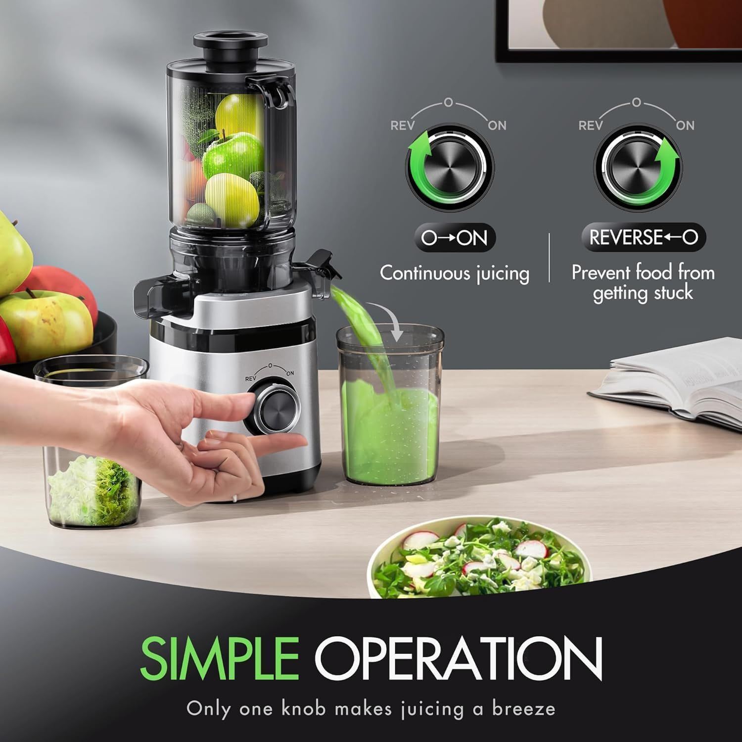 Cold Press Juicer with Wide Feed, Light Silver - photo 2