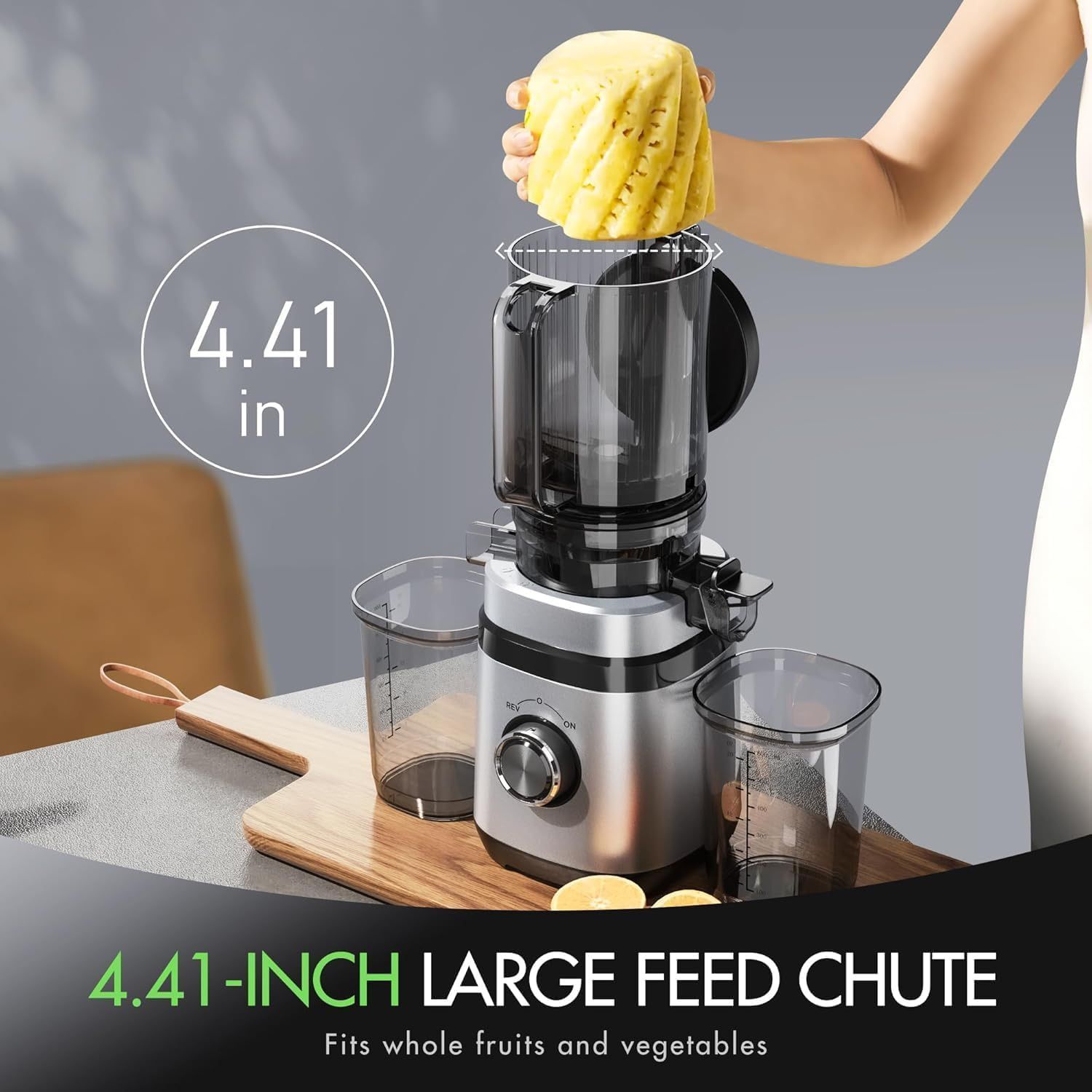 Cold Press Juicer with Wide Feed, Light Silver - photo 3