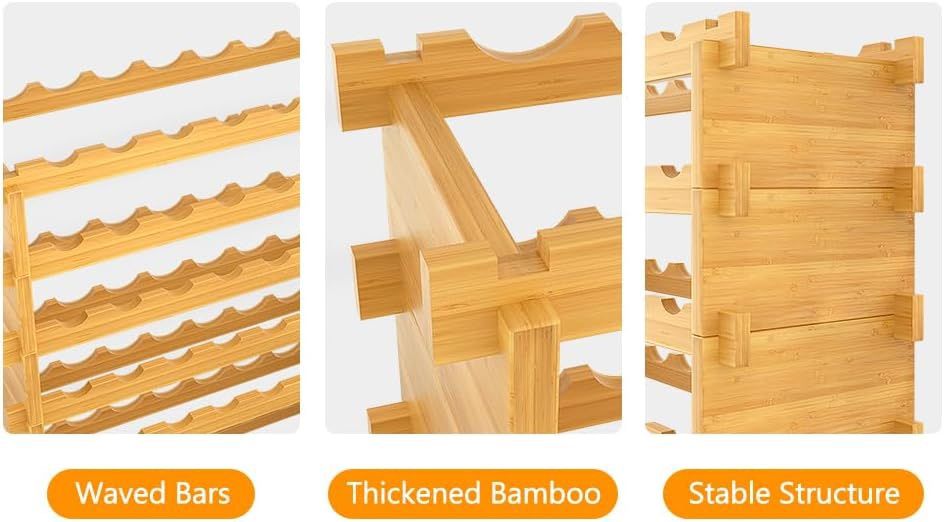 New In Box Bamboo Wine Rack Stackable, 8-Tier 72 Bottles - photo 4