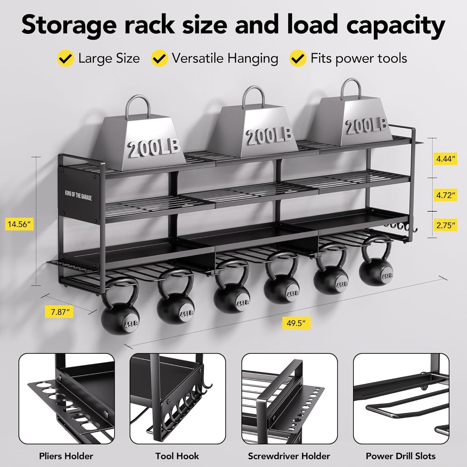 Power Tool Organizer Wall Mount With Charging Station - photo 3