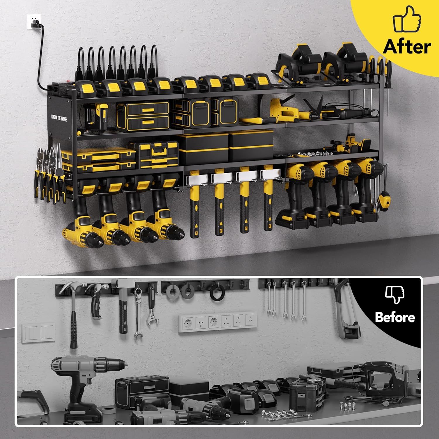 Power Tool Organizer Wall Mount With Charging Station - photo 4