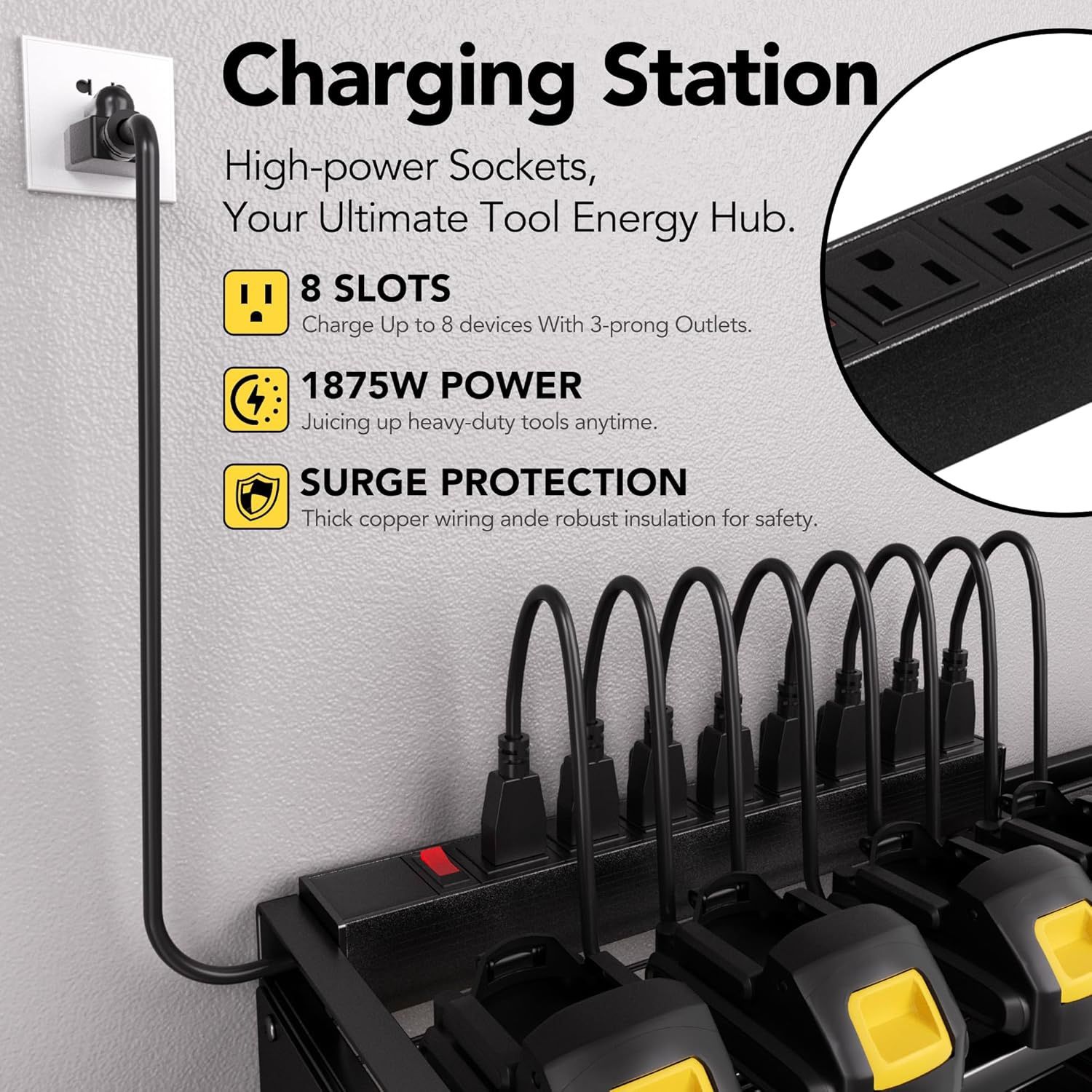 Power Tool Organizer Wall Mount With Charging Station - photo 5