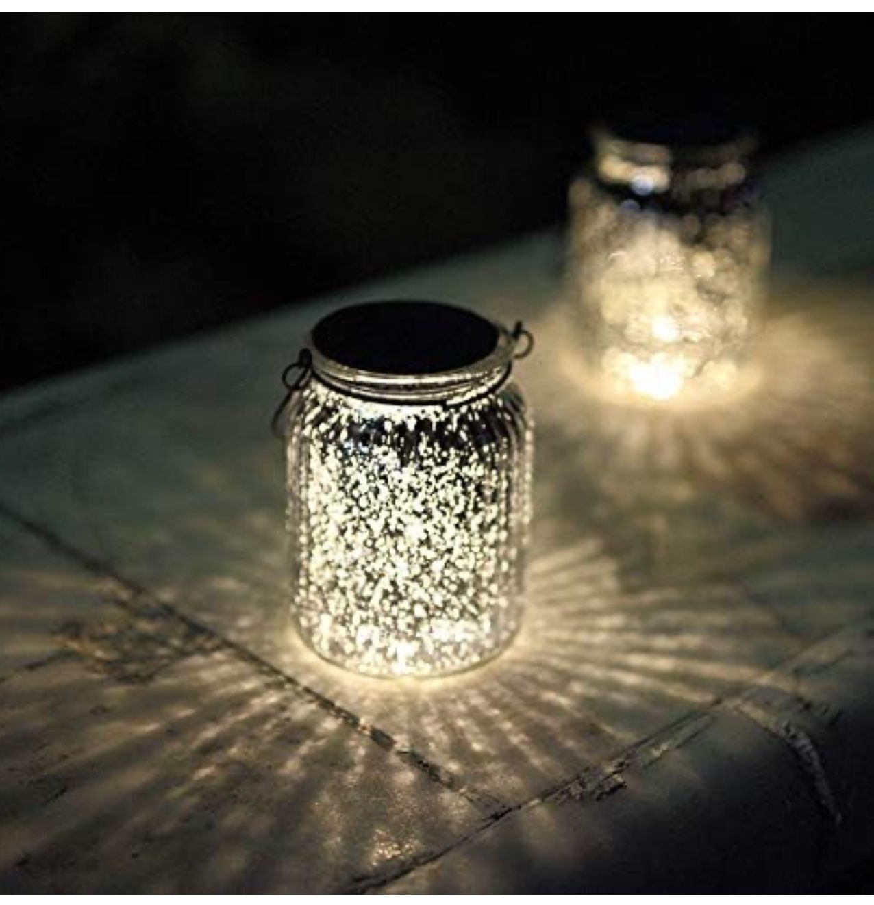 Solar Mercury Glass Jars 2 Pack Outdoor Table Lamps (Silver) - photo 3