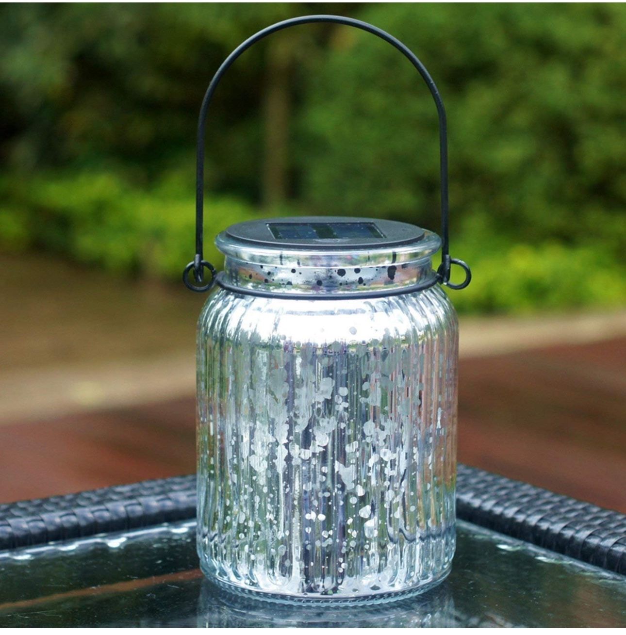Solar Mercury Glass Jars 2 Pack Outdoor Table Lamps (Silver) - photo 4