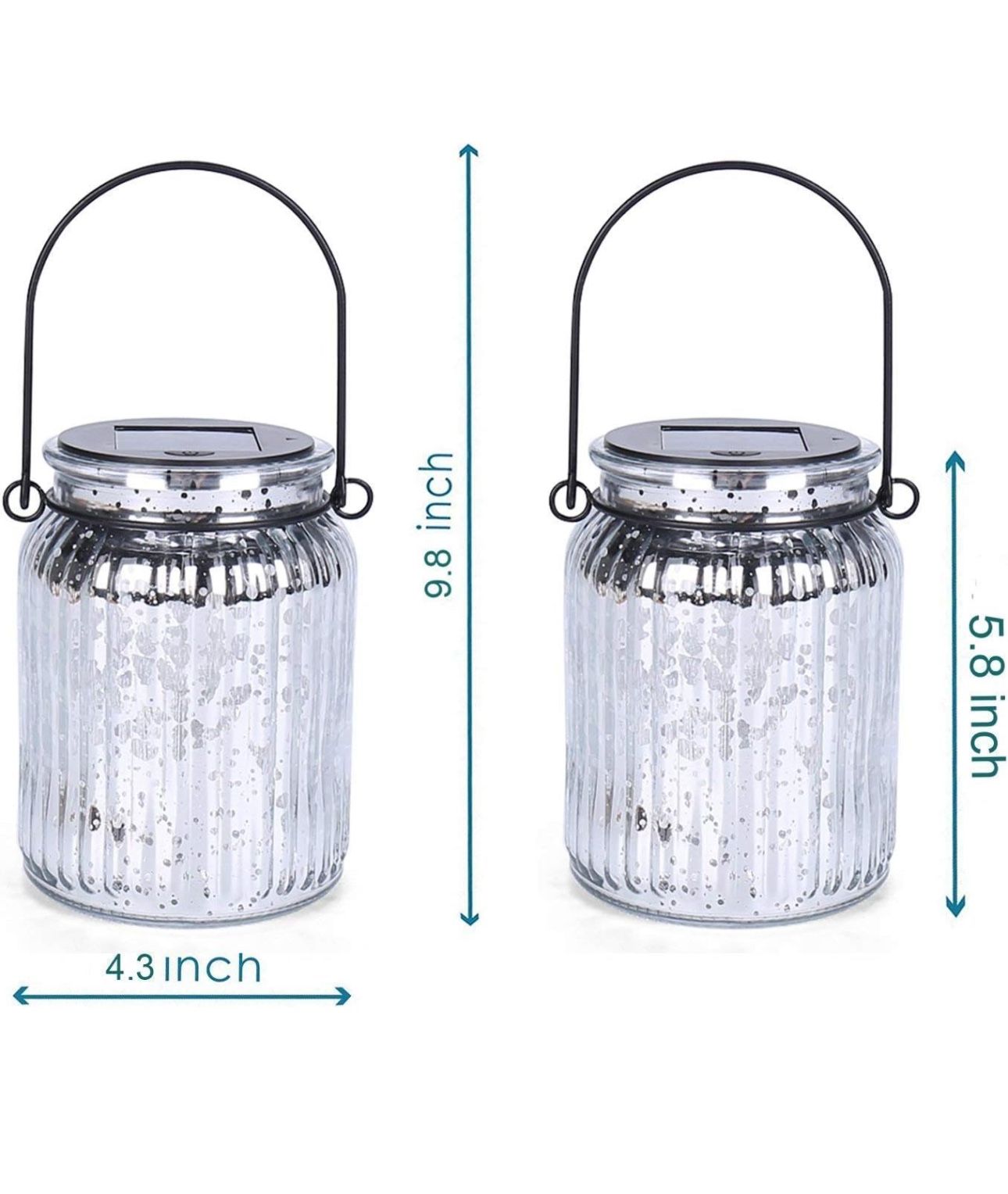 Solar Mercury Glass Jars 2 Pack Outdoor Table Lamps (Silver) - photo 5