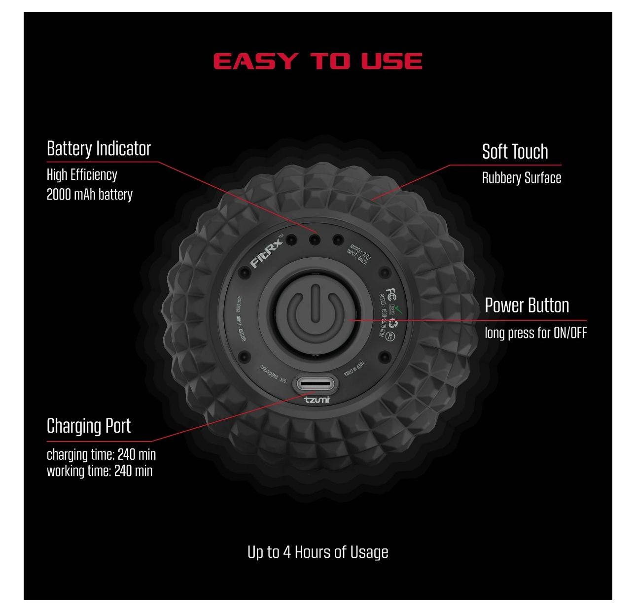 FitRx Rechargeable Lightweight Massage Roller - photo 5