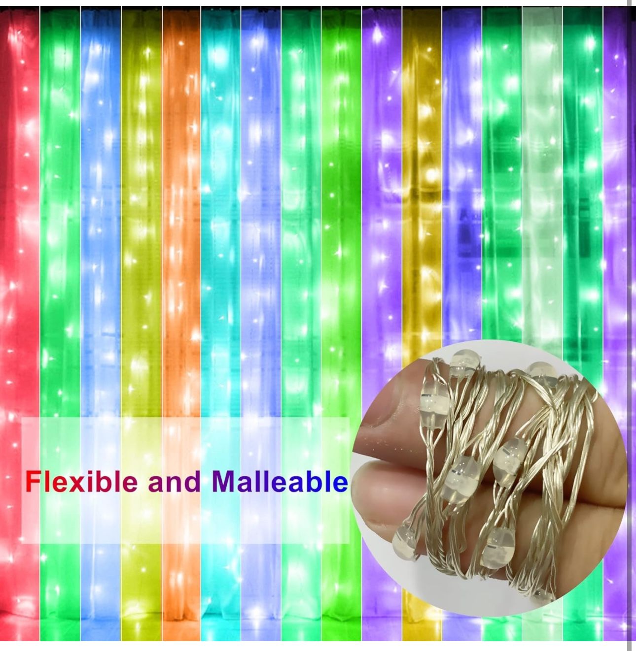 300 LED RGB Fairy Curtain Lights - 16 Colors - photo 2