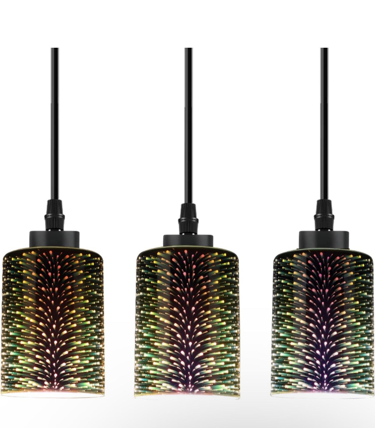 3D Fireworks Glass Pendant Light Fixtures (3 Pack)