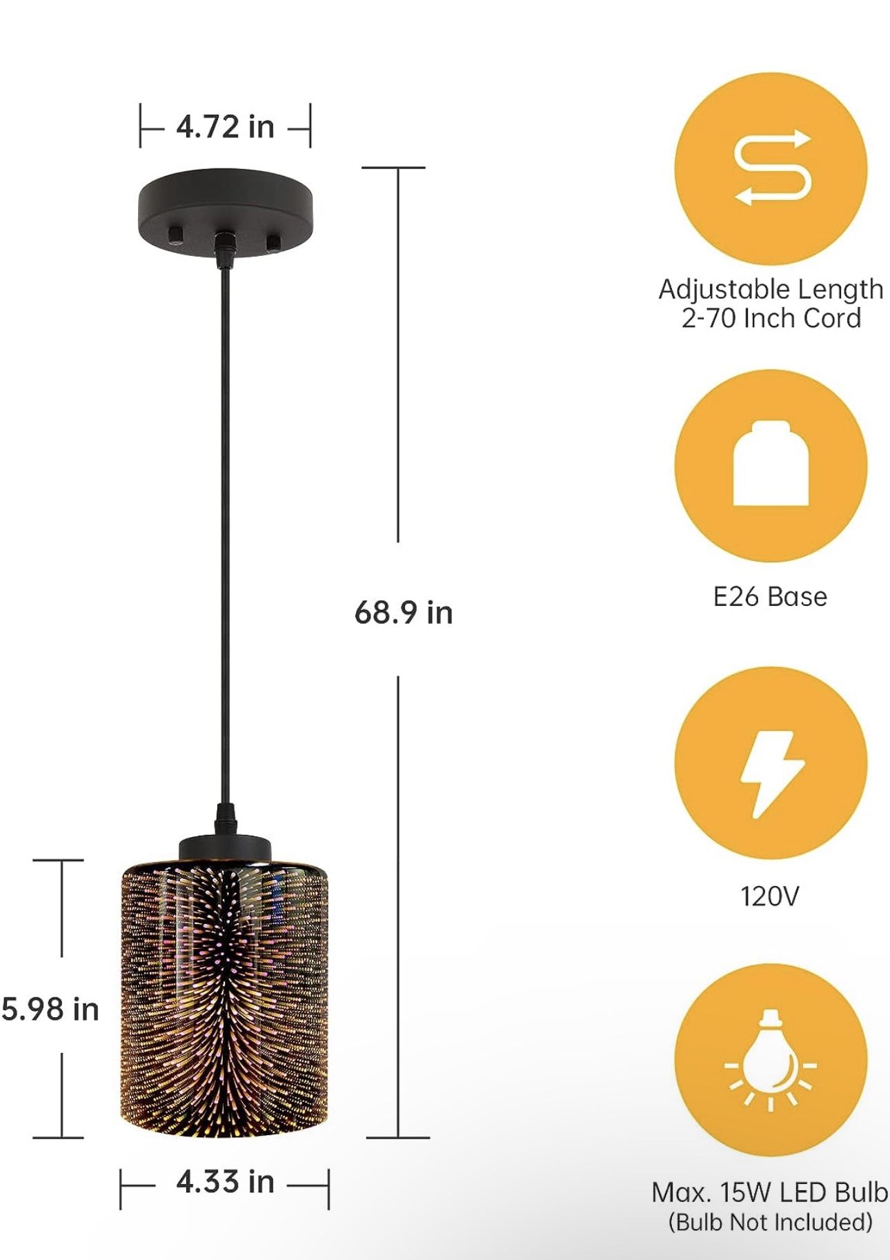3D Fireworks Glass Pendant Light Fixtures (3 Pack) - photo 2