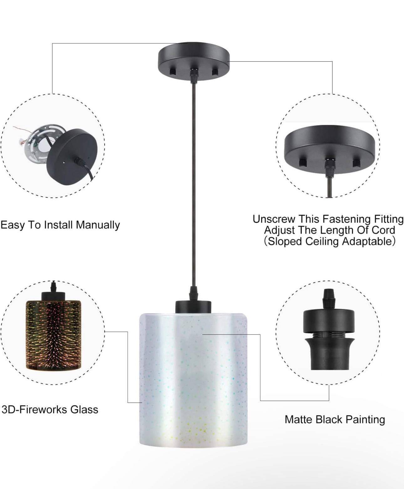 3D Fireworks Glass Pendant Light Fixtures (3 Pack) - photo 3