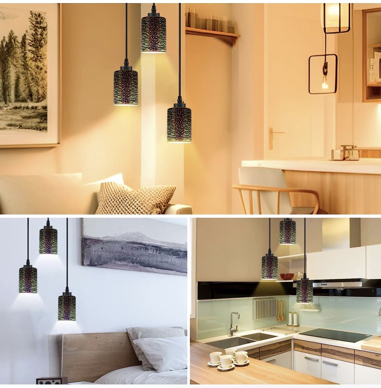 3D Fireworks Glass Pendant Light Fixtures (3 Pack) - photo 5