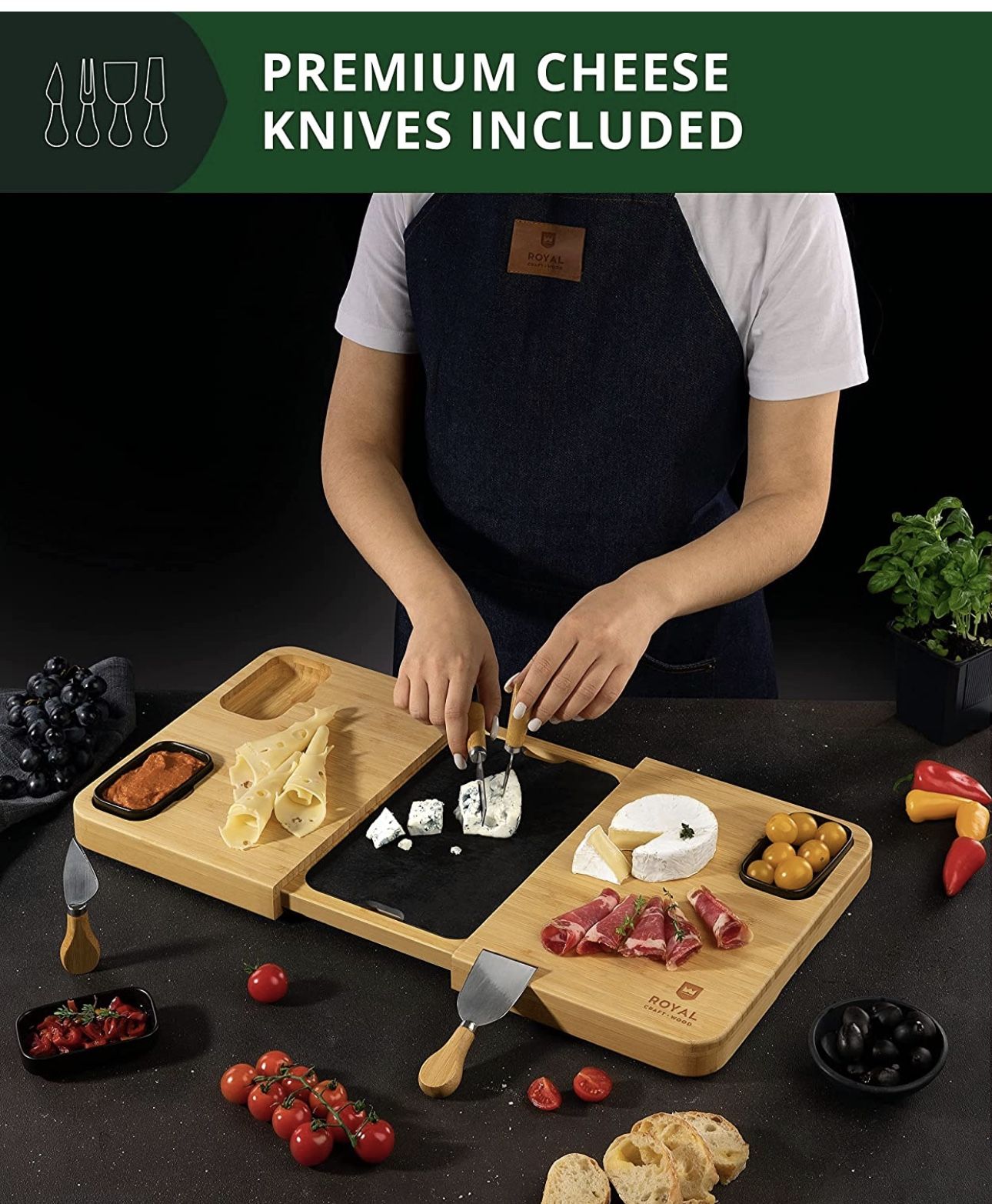Bamboo Cheese Board and Knife Set - photo 5