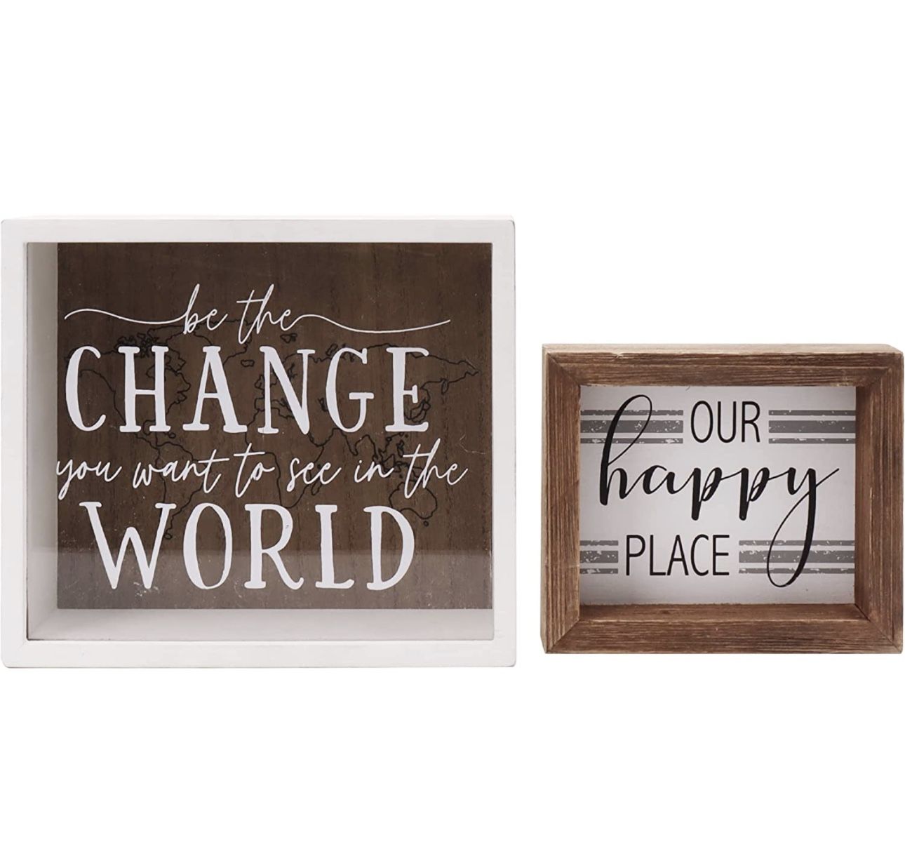 Wood Shadow Box Money Bank - Set of 2