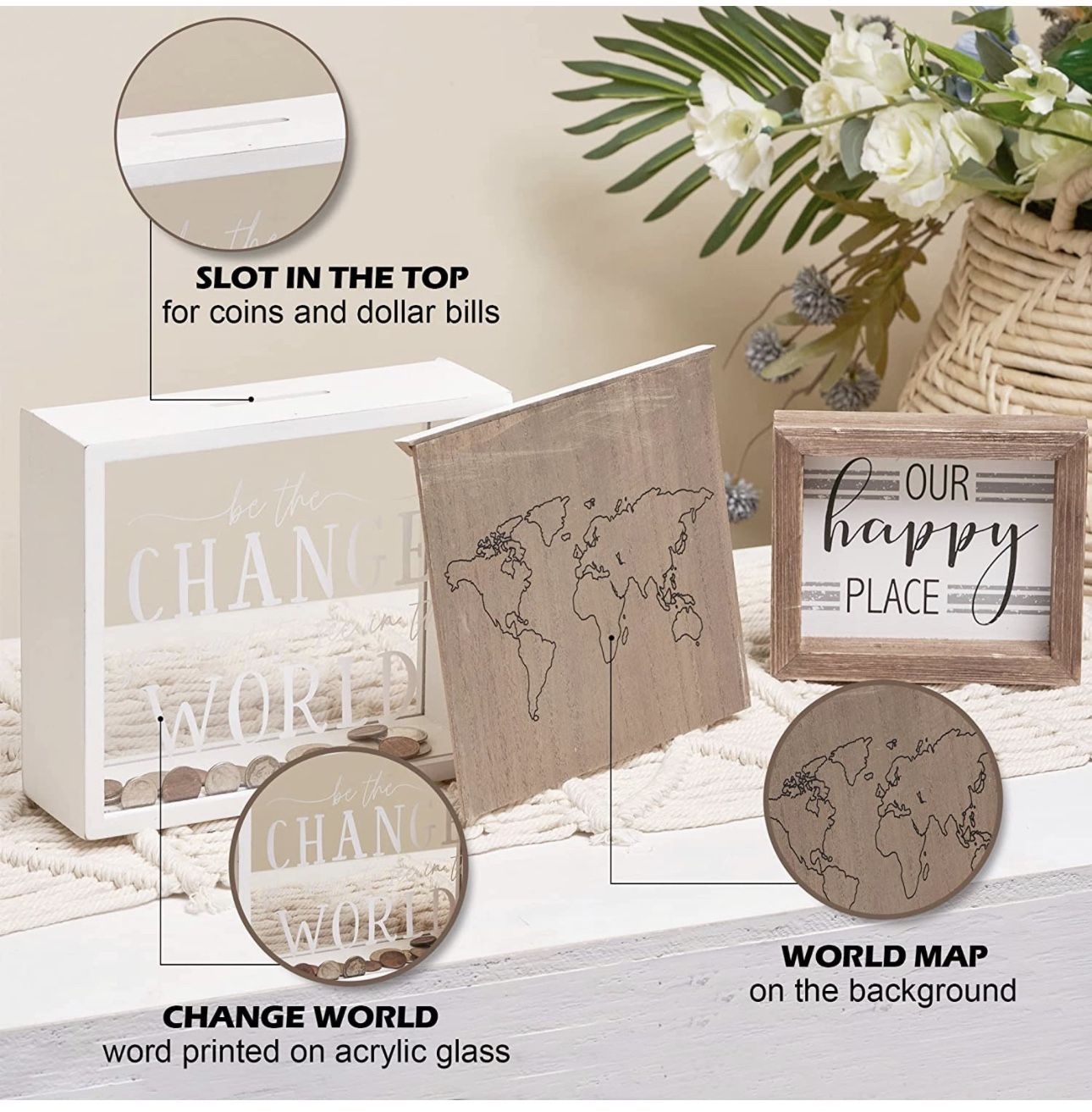 Wood Shadow Box Money Bank - Set of 2 - photo 4