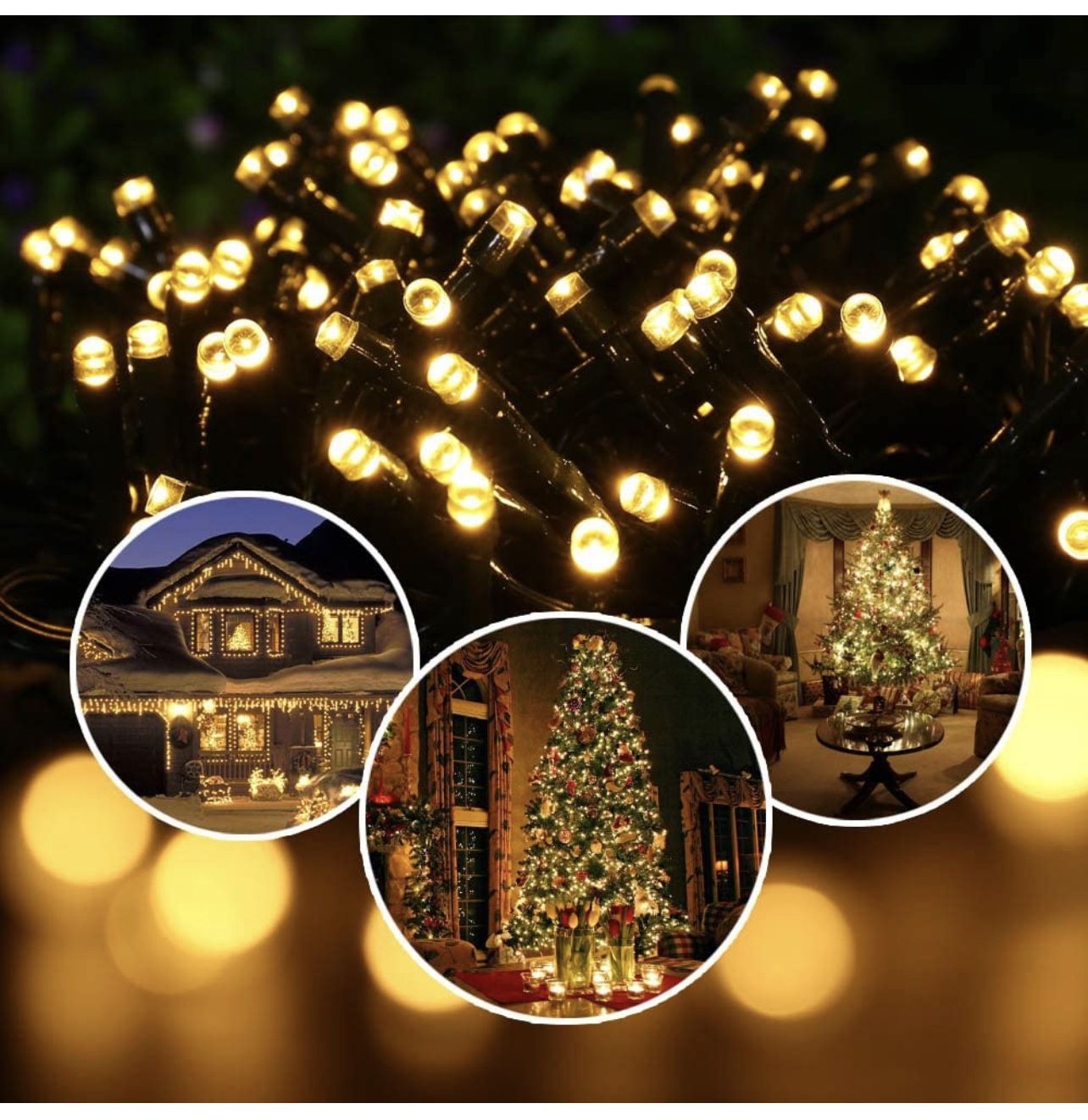 72ft 200 LED 8 Modes Waterproof Outdoor String Lights (Warm Whit - photo 4