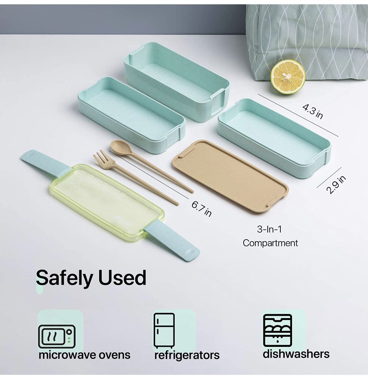 Bento Box Japanese Lunch Box Kit (11 PCS) 3-In-1 Compartment, Le - photo 2