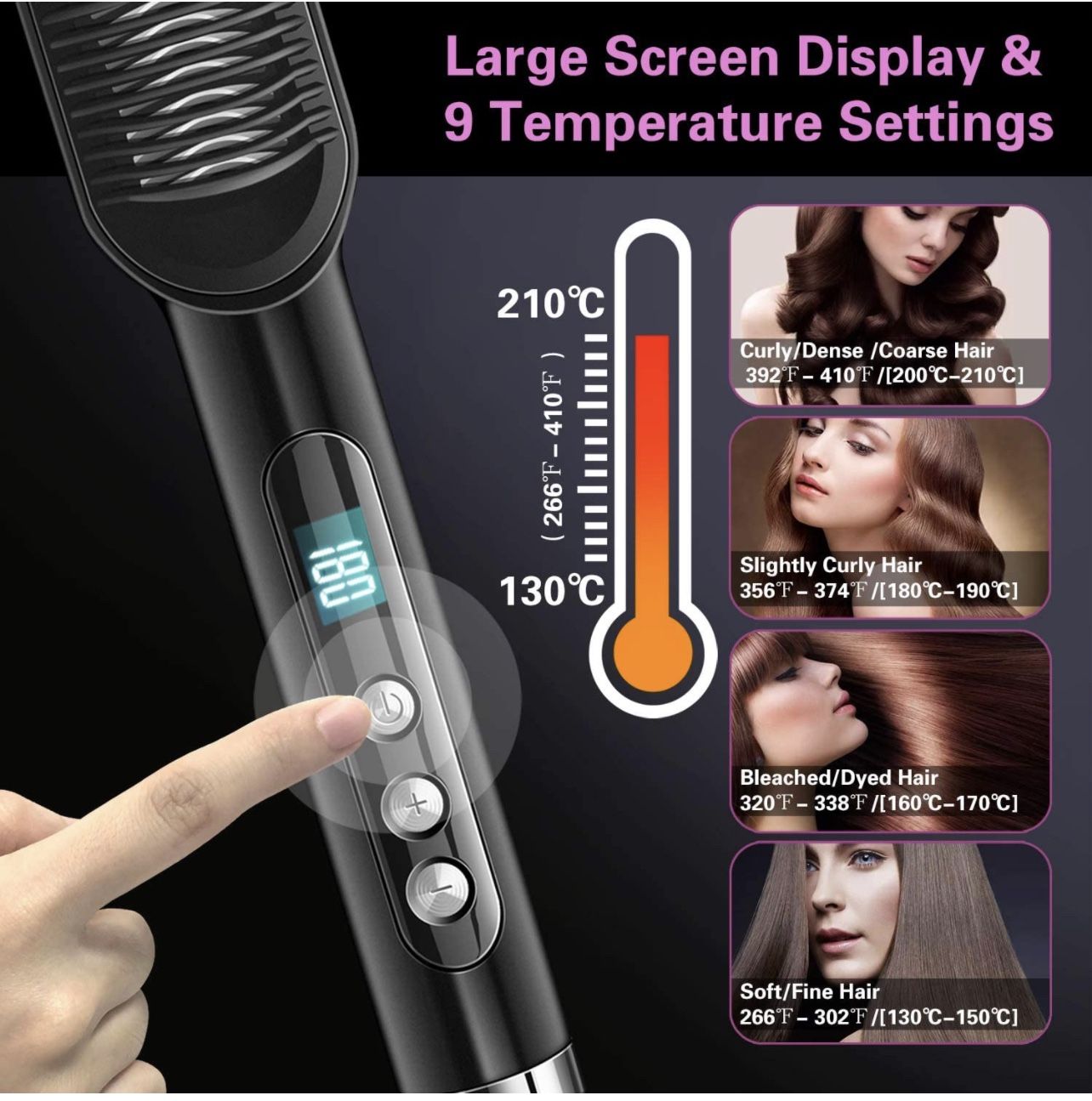 Ionic Hair Straightener Comb for Thick Hair - photo 2