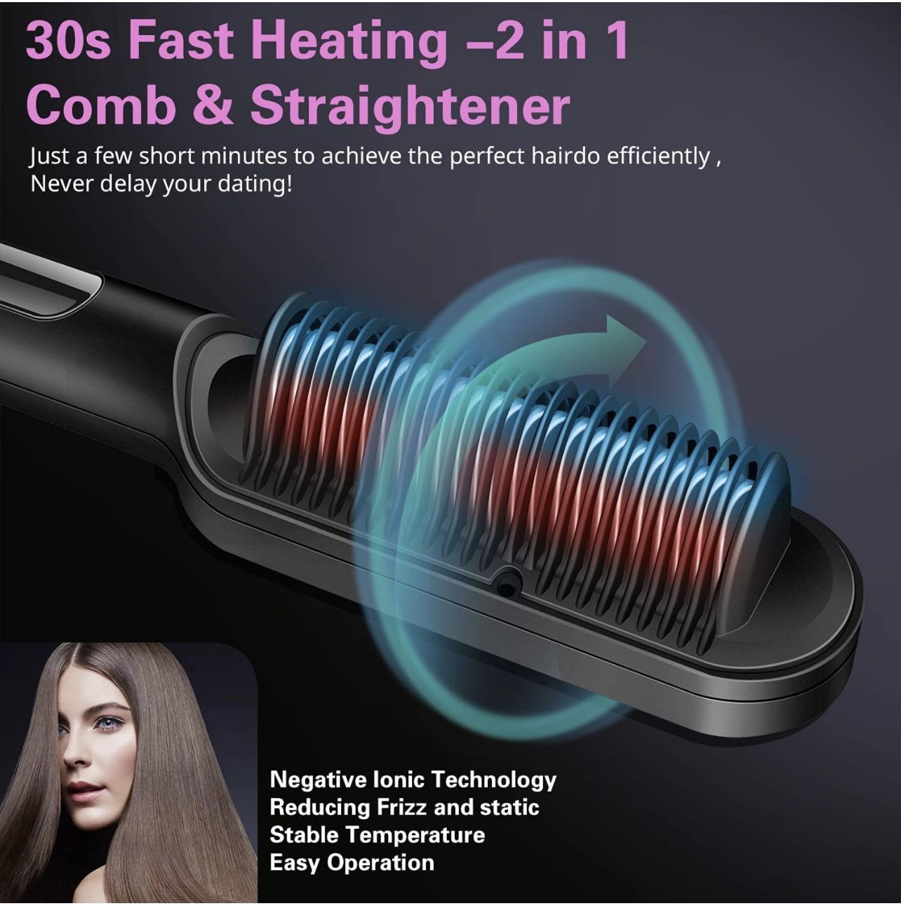 Ionic Hair Straightener Comb for Thick Hair - photo 3