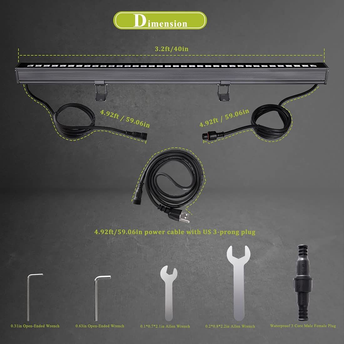 YRXC 3.2ft LED Wall Washer Lights - RGBW Color Changing - photo 2