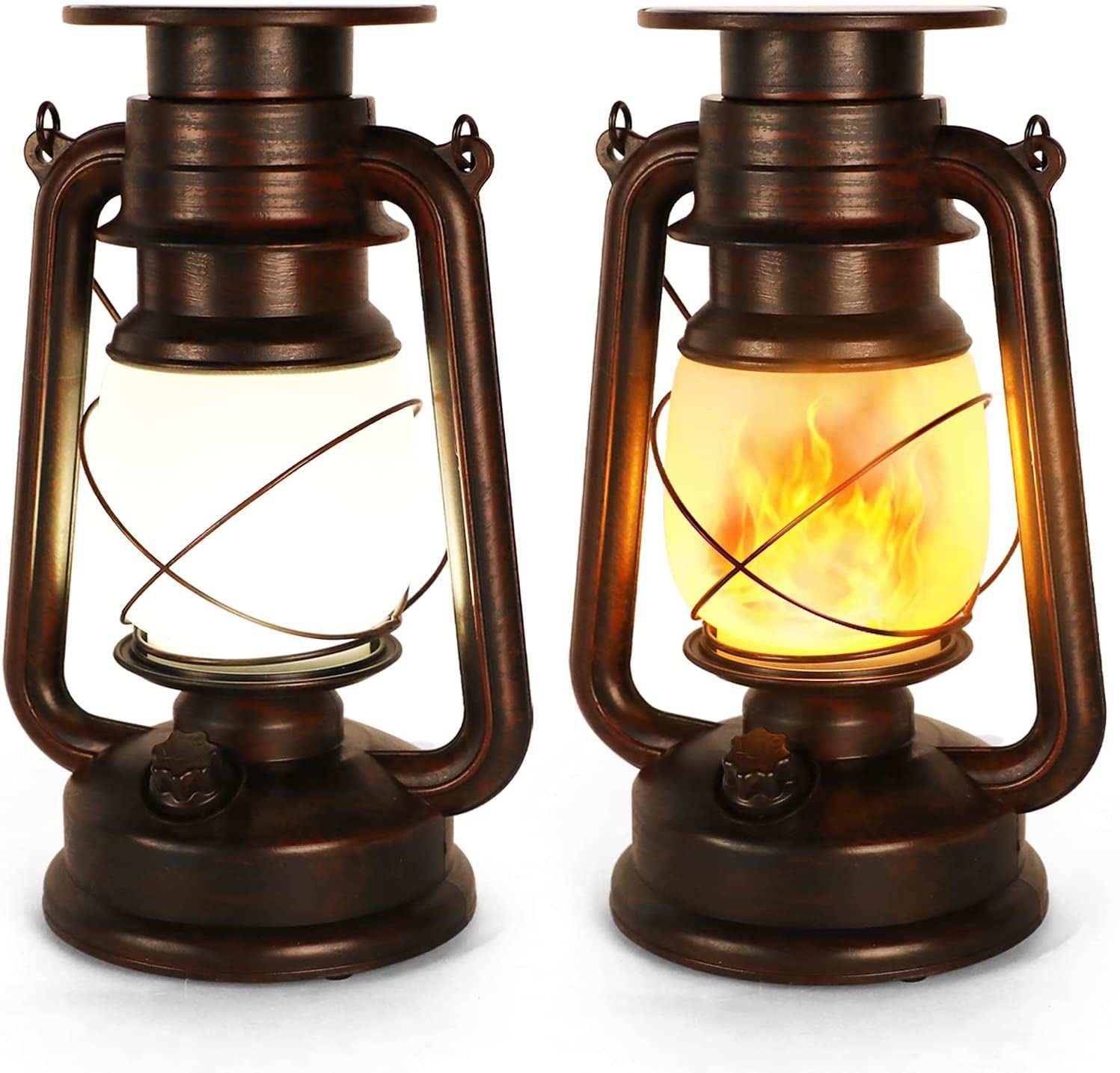 2 Pack Solar Lanterns - Flickering Flame LED