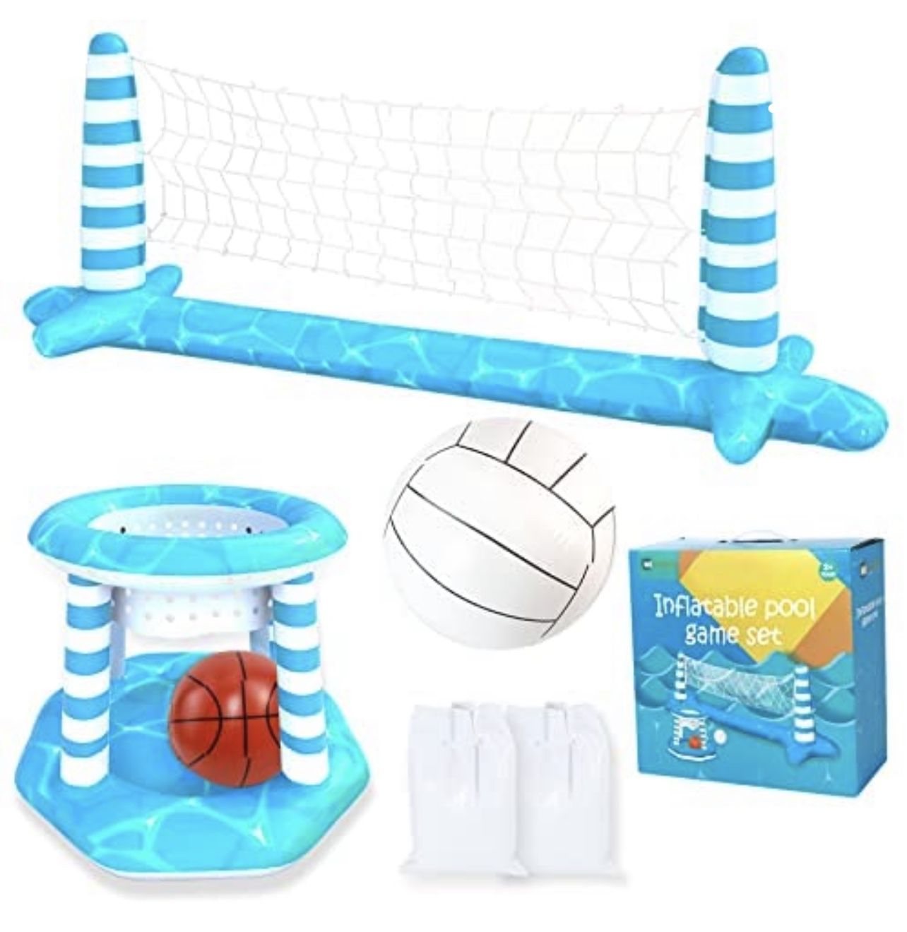 Inflatable Pool Volleyball Net Basketball Hoop