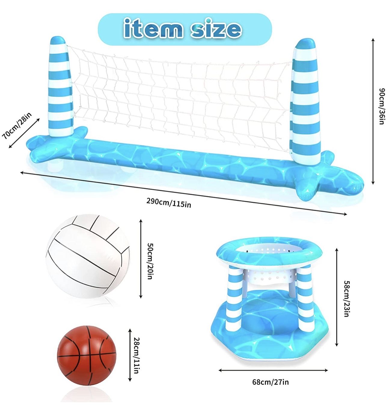 Inflatable Pool Volleyball Net Basketball Hoop - photo 2