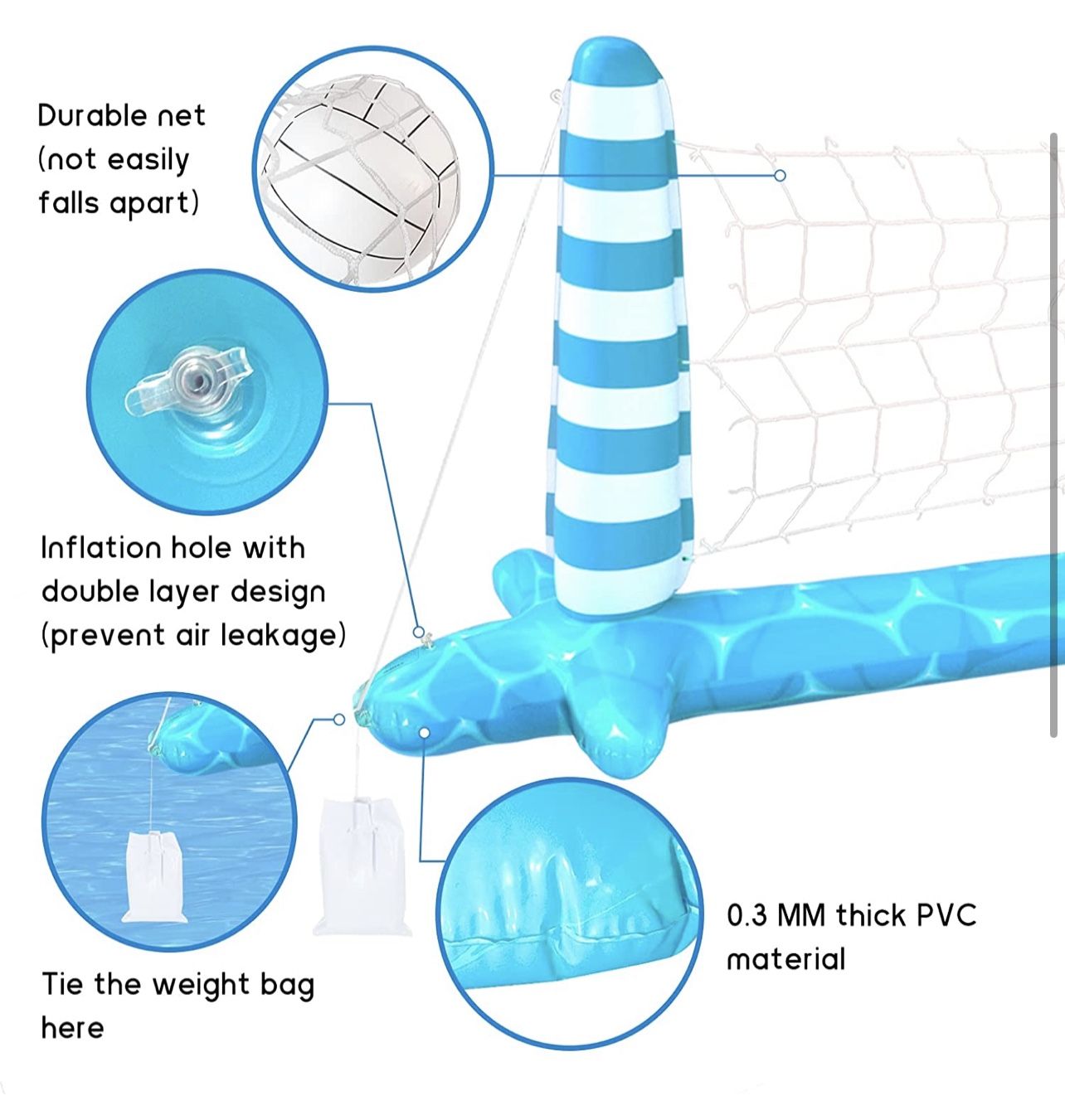 Inflatable Pool Volleyball Net Basketball Hoop - photo 3