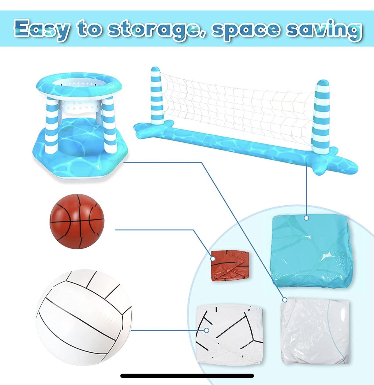 Inflatable Pool Volleyball Net Basketball Hoop - photo 4