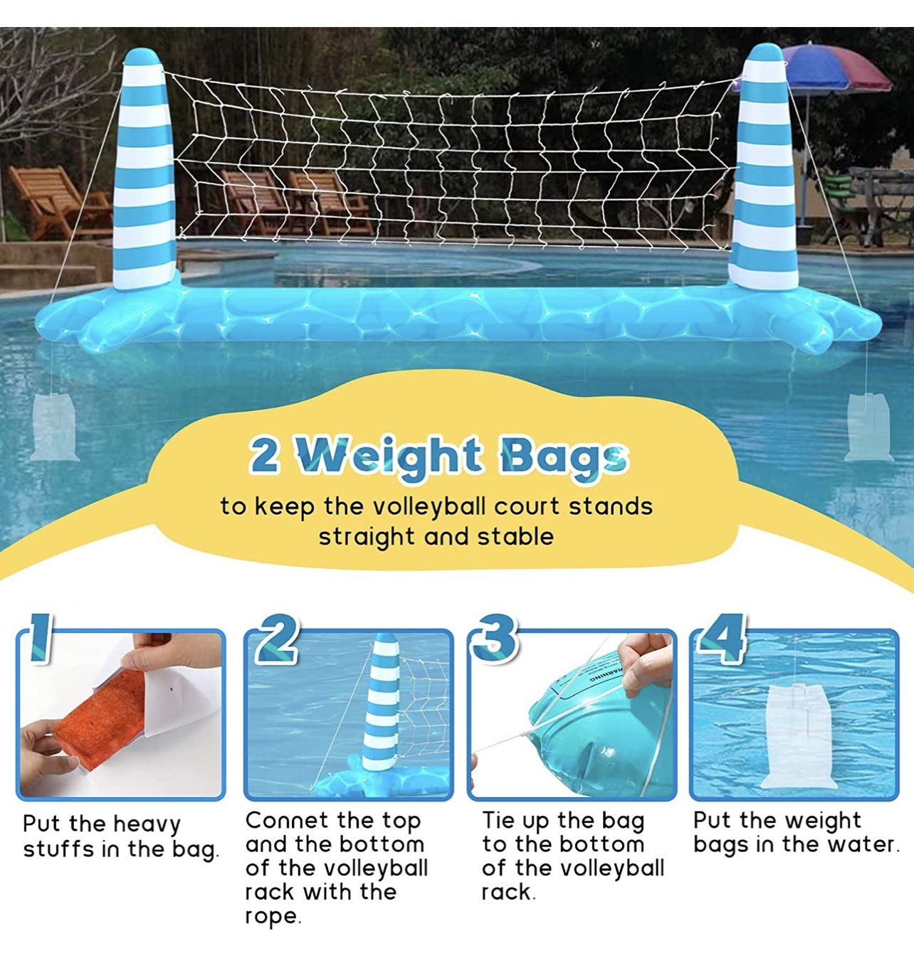Inflatable Pool Volleyball Net Basketball Hoop - photo 5