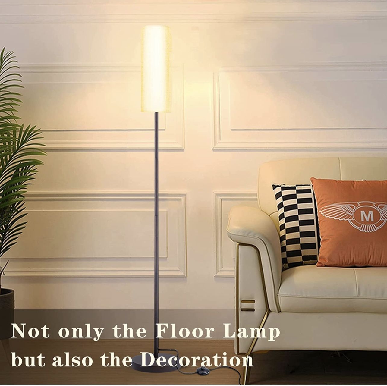 Modern Floor Lamp with Linen Shade - Beige - photo 4