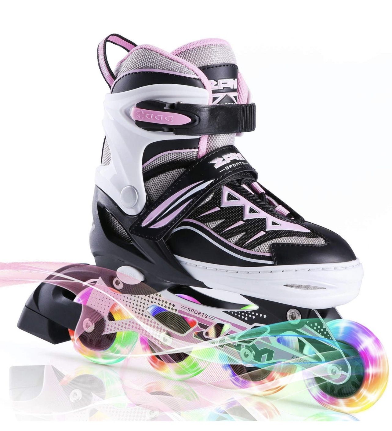 Girls Inline Skates with Light-Up Wheels - Size 10.5C to 13C