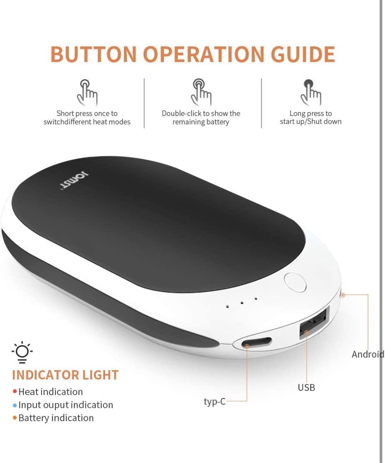 7800mAh Rechargeable Hand Warmer Power Bank - photo 3