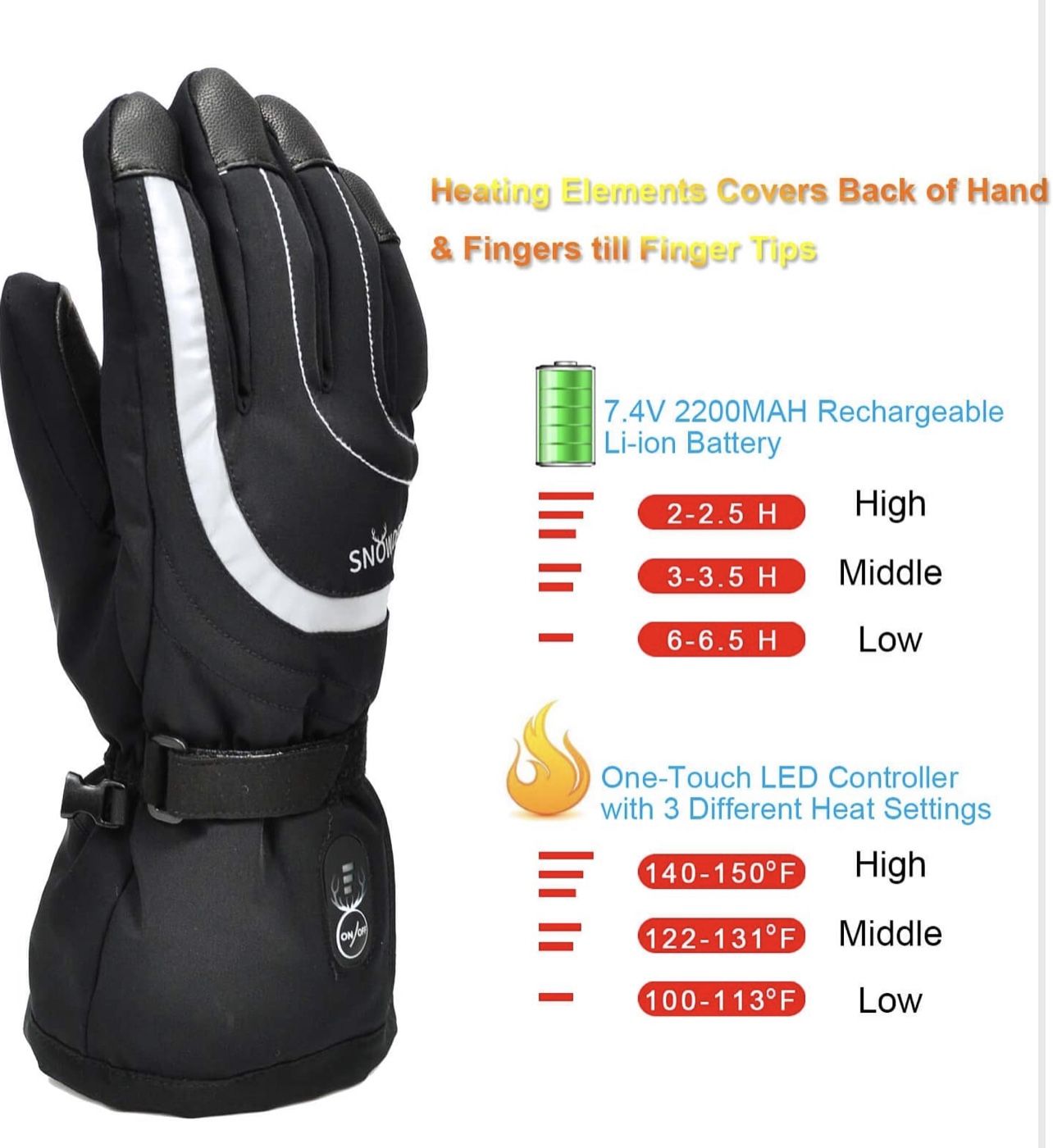 Heated Gloves Electric - Upgraded 7.4V Rechargeable Battery Glov - photo 3